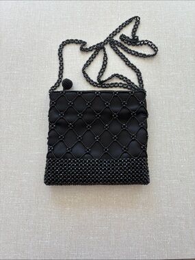 🌷3 for $25🌷Unbranded, US OS, Black Sparkly Bead Lattice Work Mini Evening Purse